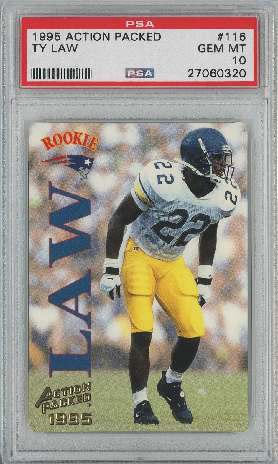 #116 Ty Law Patriots RC HOF PSA 10