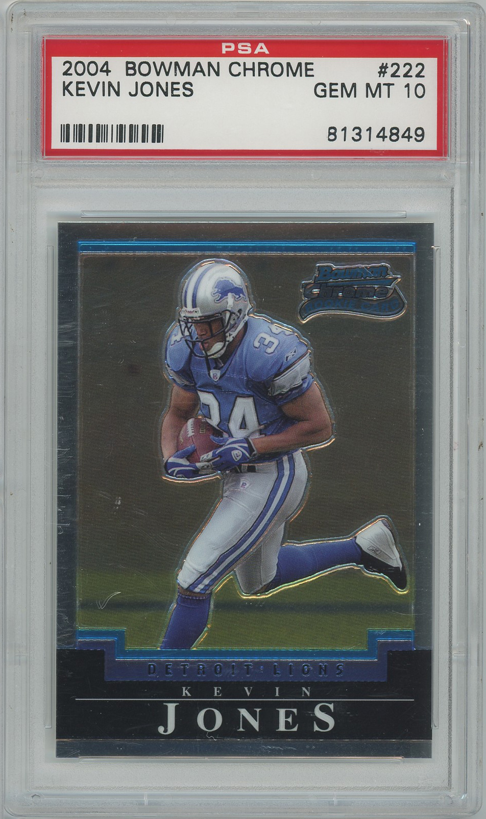 #222 Kevin Jones Lions RC PSA 10