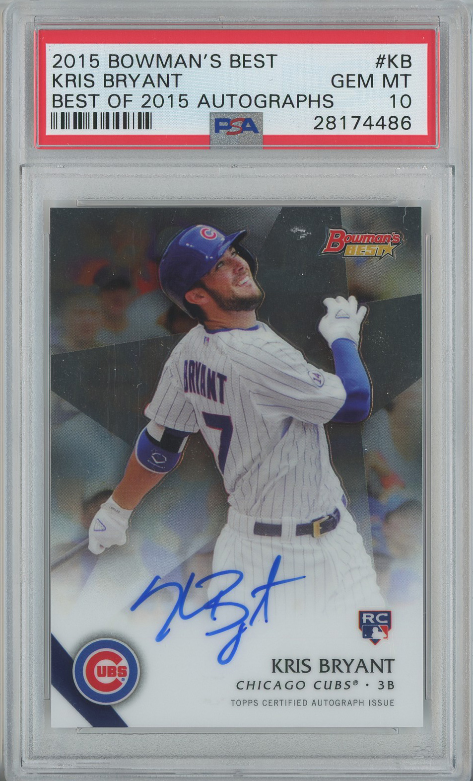 #B15-KB Kris Bryant Cubs RC Auto PSA 10