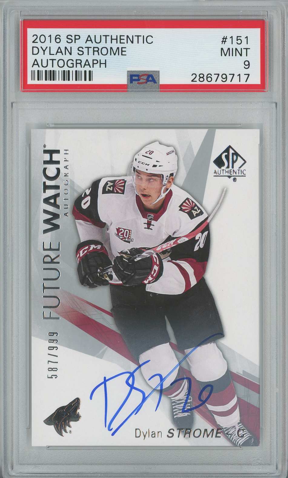#151 Dylan Strome Coyotes Future Watch RC Auto PSA 9 587/999