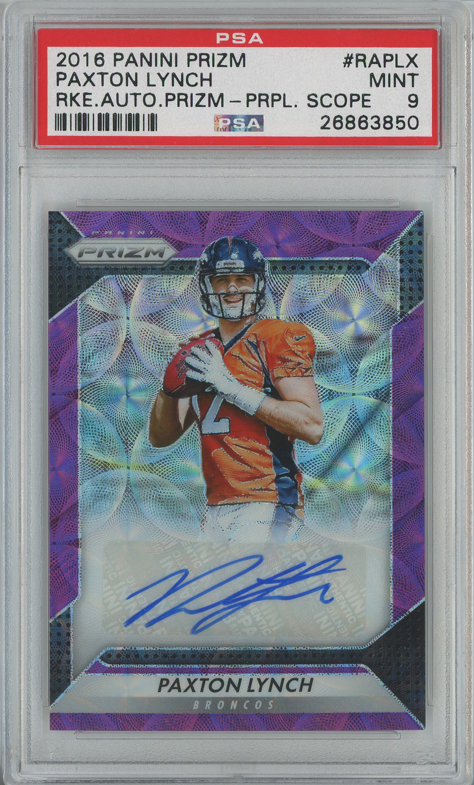 #RA-PLX Paxton Lynch Broncos RC Auto 58/99 PSA 9