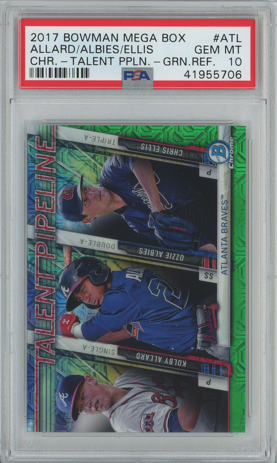 #TPM-ATL Kolby Allard/Ozzie Albies/Chris Ellis RC PSA 10