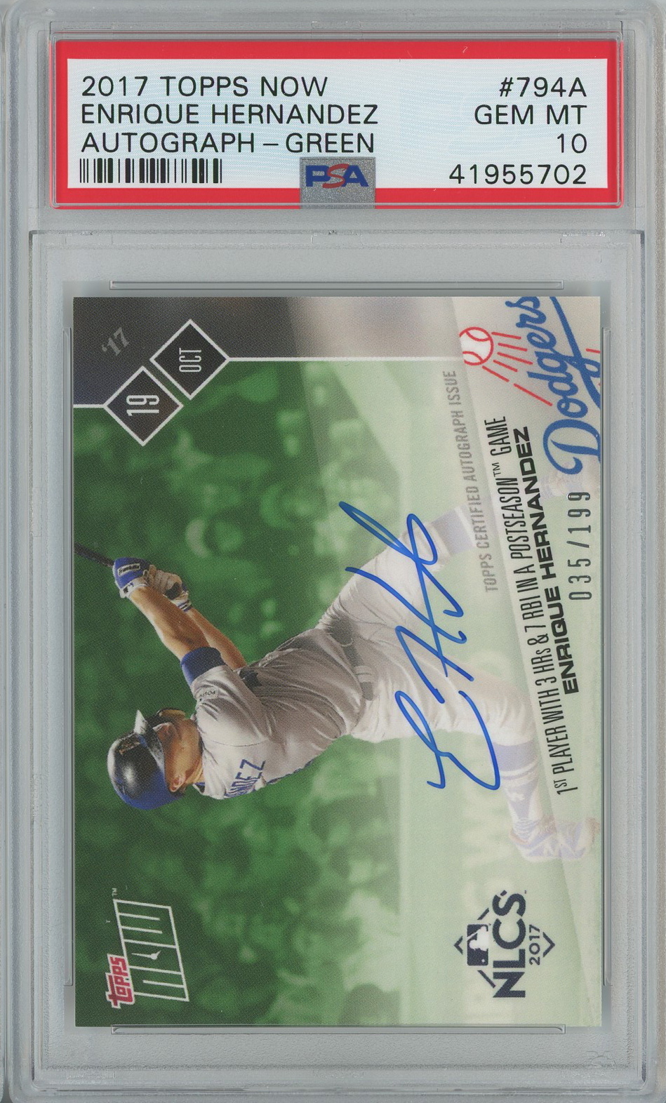 #794A Enrique Hernandez Dodgers PSA 10