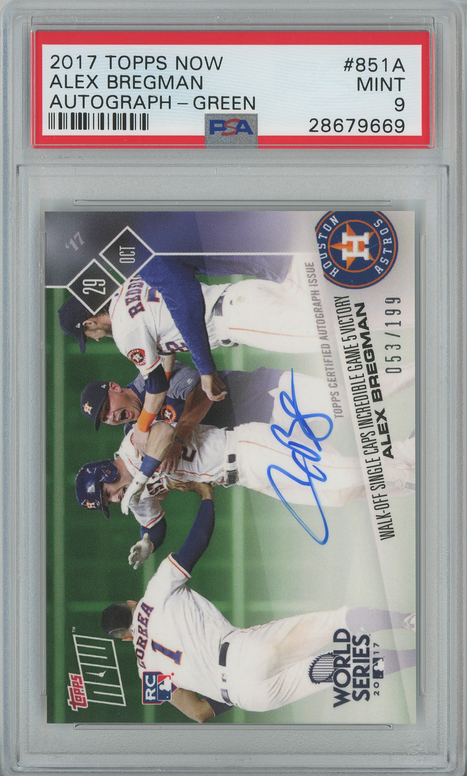 #851A Alex Bregman Astros RC PSA 9