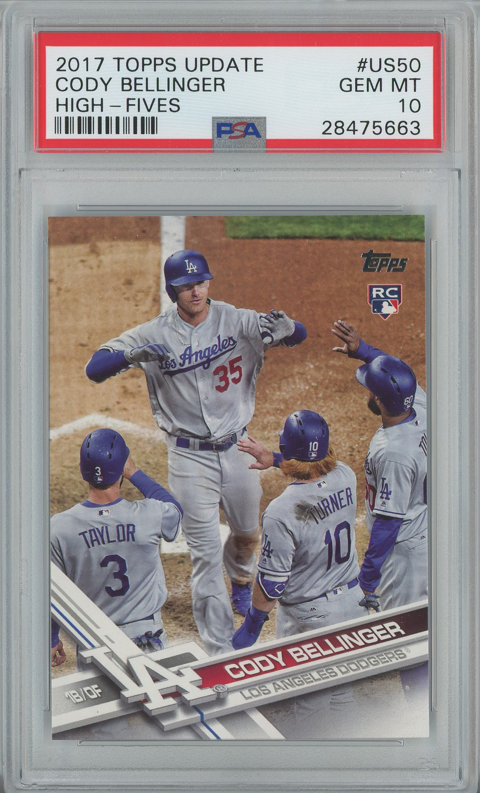 2017 Topps Update US50 Cody Bellinger SP Variation Dodgers RC PSA 10