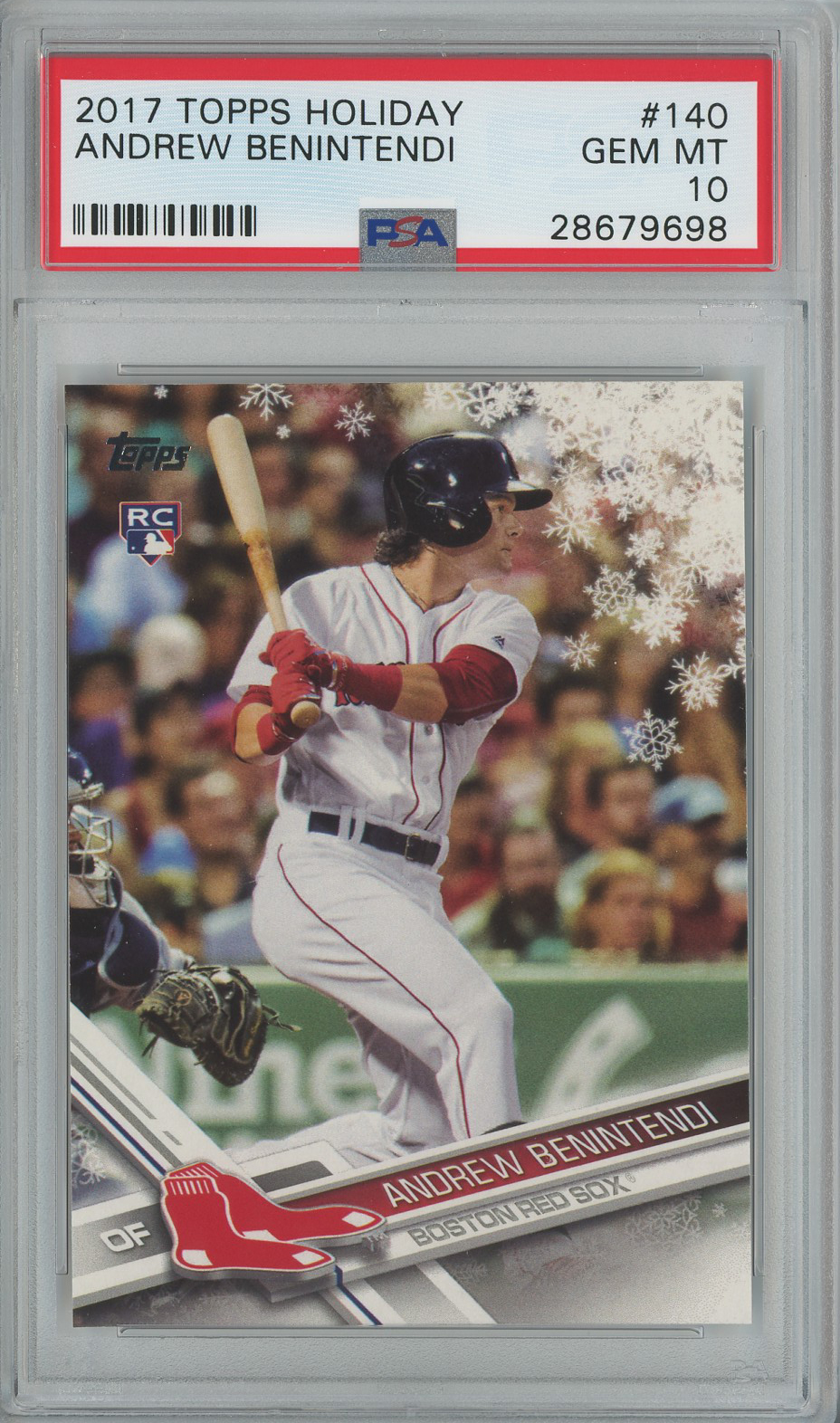 2017 Topps Walmart Holiday Snowflake #HMW140 Andrew Benintendi Red Sox RC PSA 10