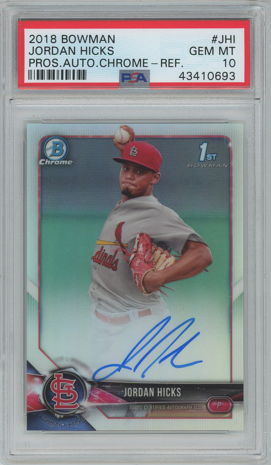 #CPA-JHI Jordan Hicks Cardinals RC Auto PSA 10