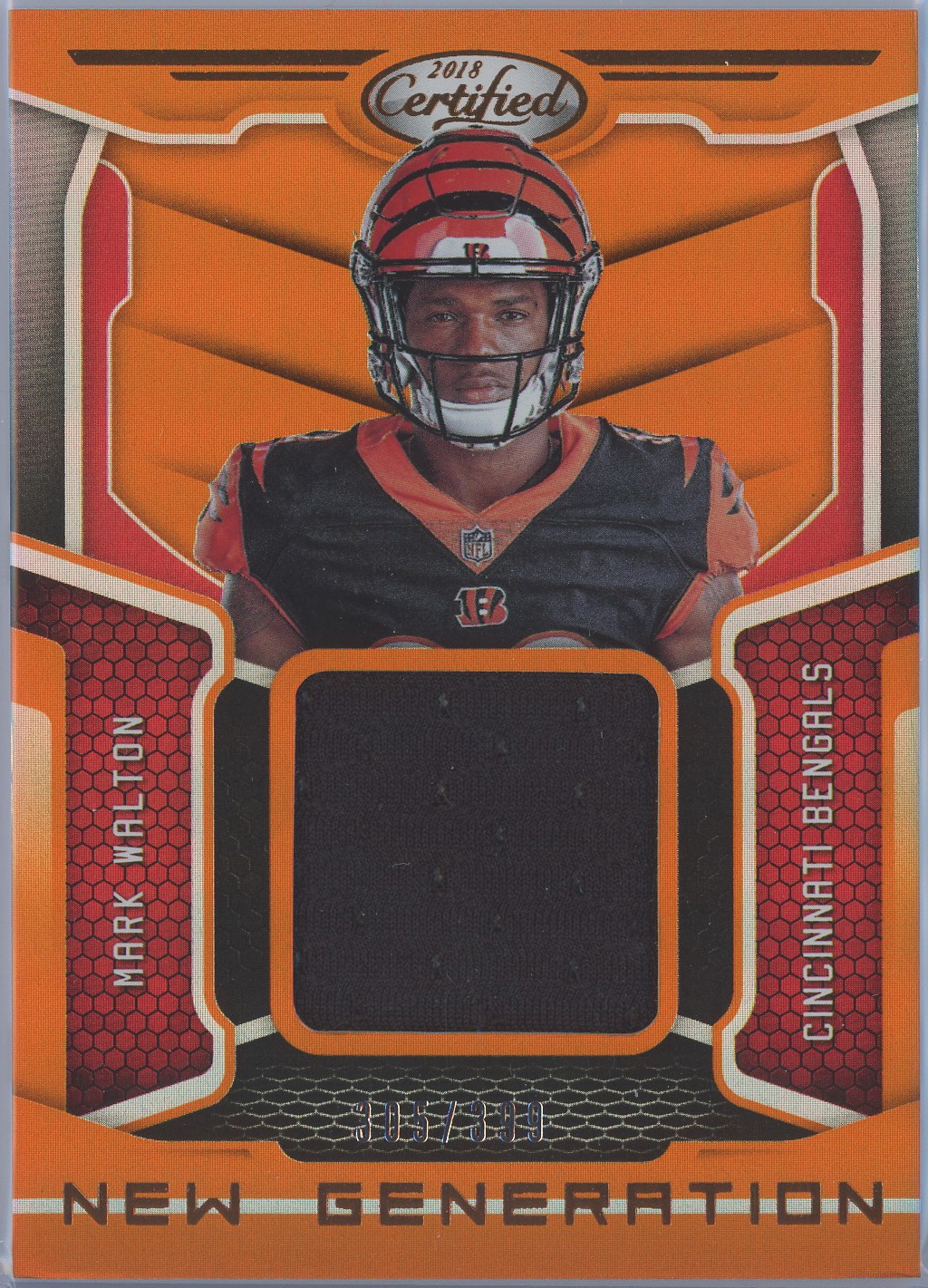 2018 Certified New Generation Jerseys Mirror Orange #18 Mark Walton Bengals RC 305/399