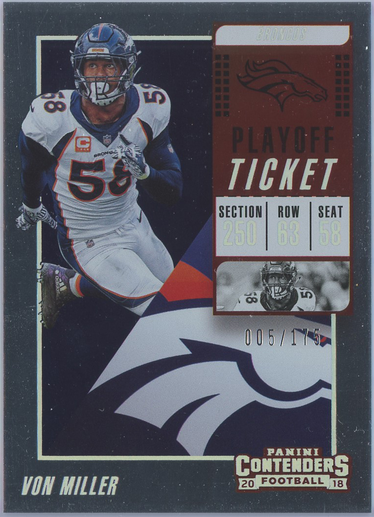 2018 Panini Contenders Playoff Ticket #70 Von Miller Broncos 005/175