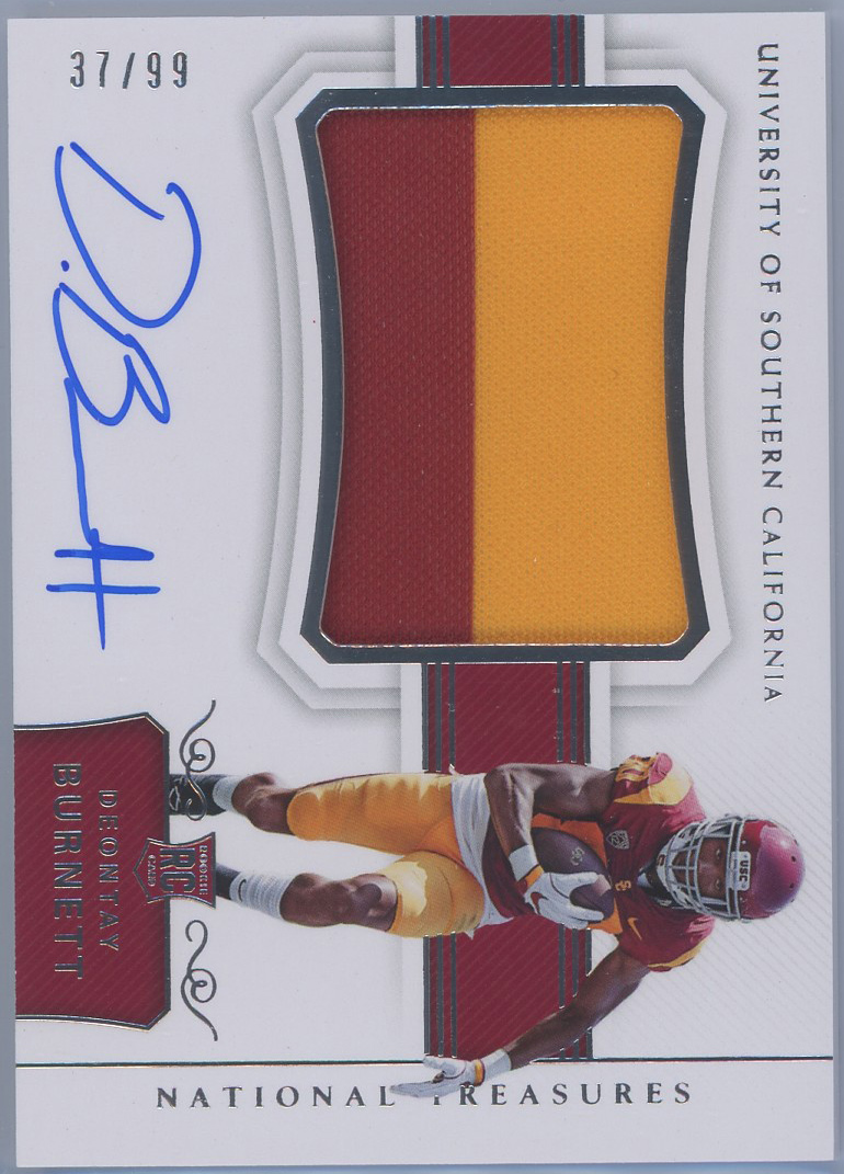 2018 Panini National Treasures Collegiate #127 Deontay Burnett Jets RC Auto 37/99