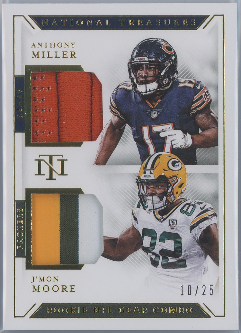2018 Panini National Treasures Rookie NFL Gear Combo Materials Prime #GCM-38 Anthony Miller/J'Mon Moore RC 10/25