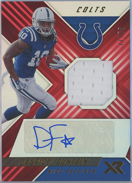 2018 Panini XR Rookie Swatch Autographs Red #RSA37 Daurice Fountain Colts RC 11/75