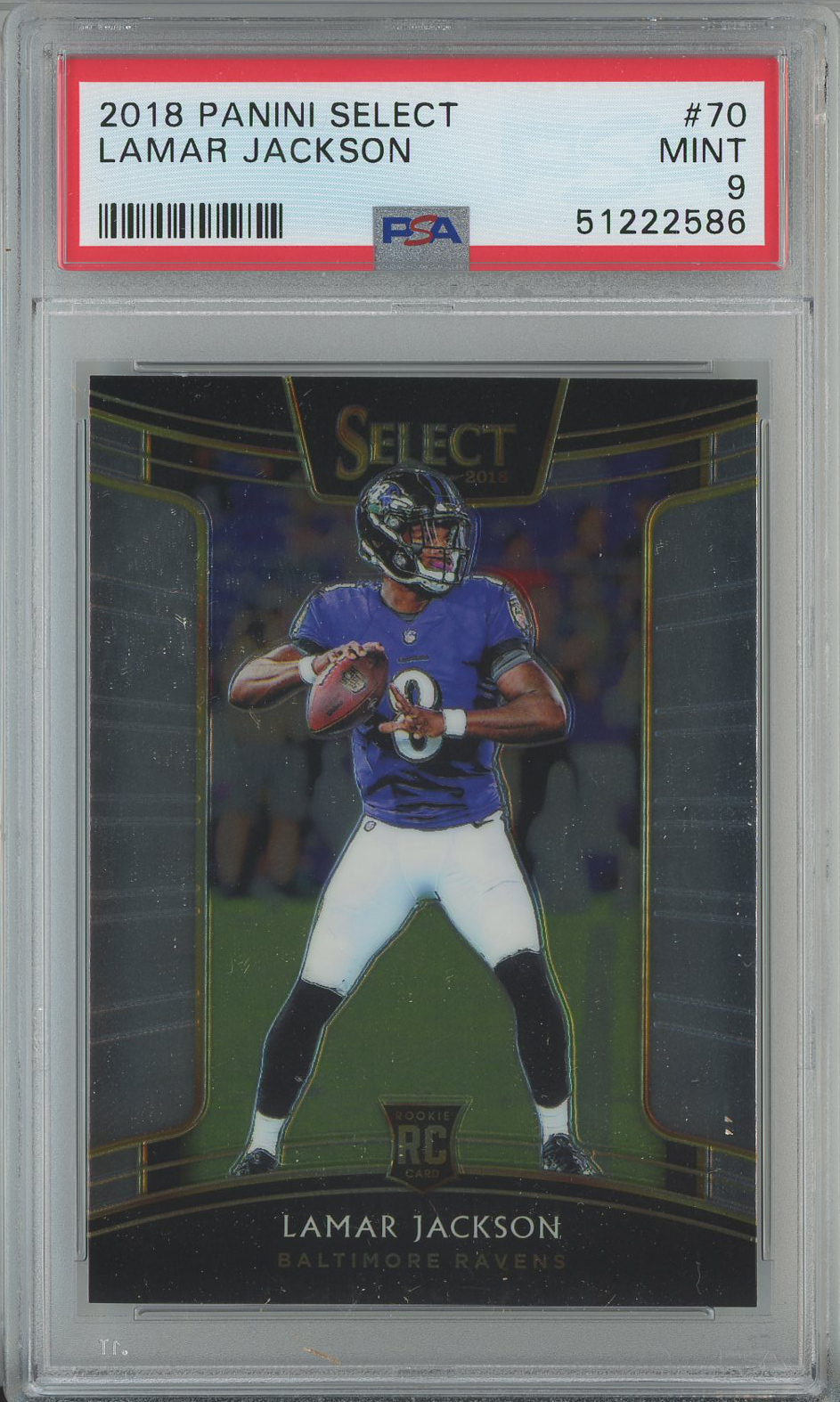 #70 Lamar Jackson Ravens RC PSA 9