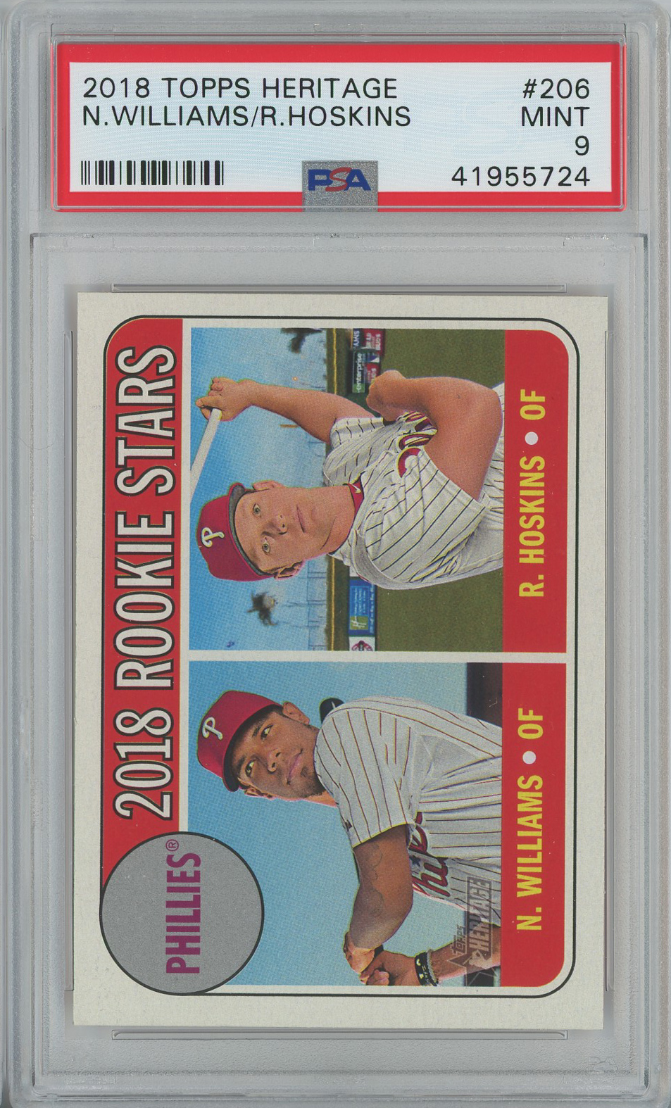 #206 Rhys Hoskins RC/Nick Williams Phillies RC PSA 9