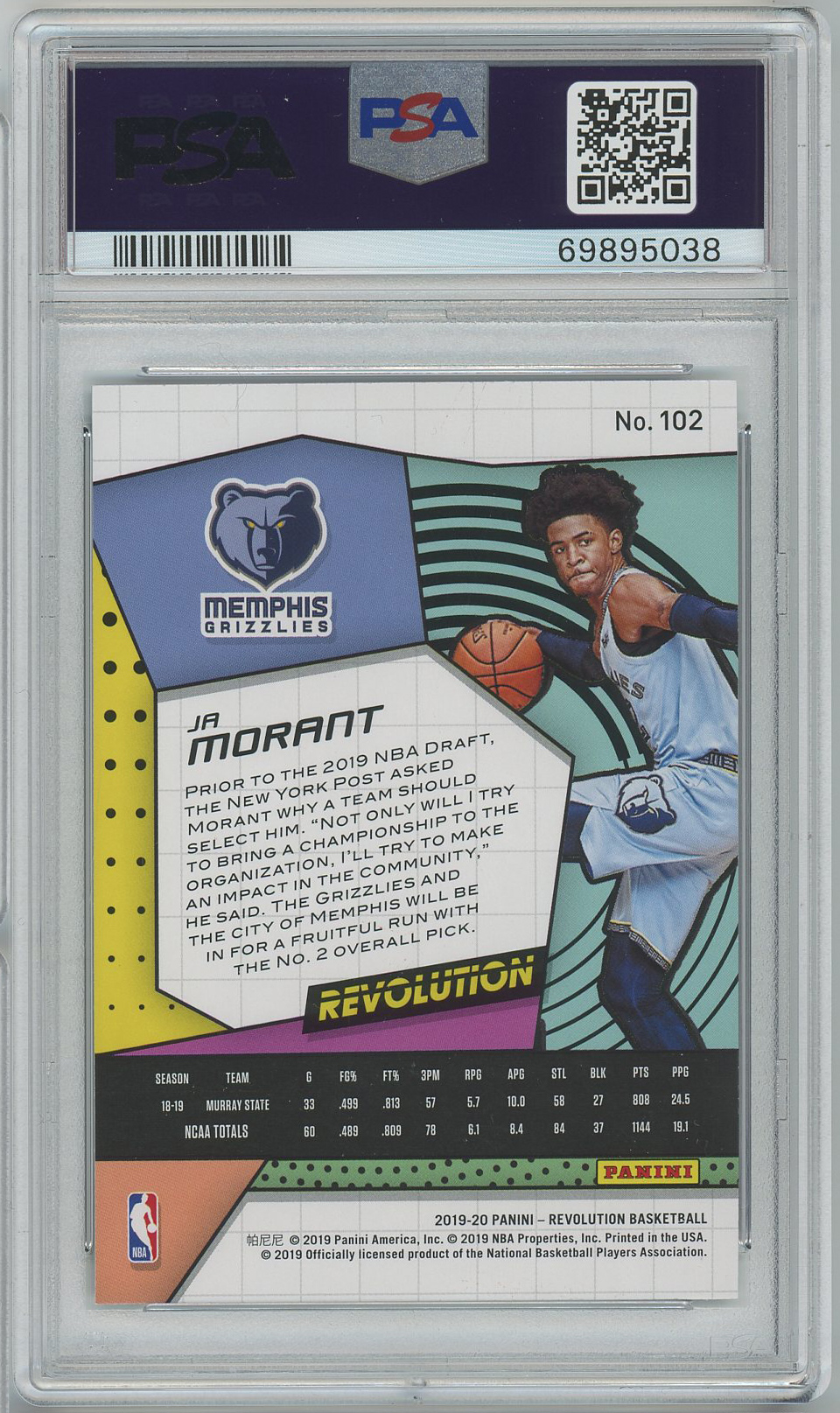 2019-20 Panini Revolution #102 Ja Morant Grizzlies RC PSA 10