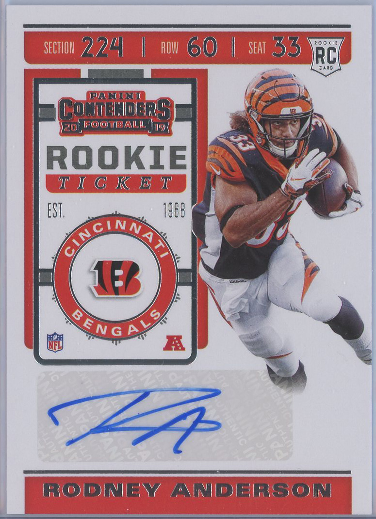 #209 Rodney Anderson Bengals RC Auto