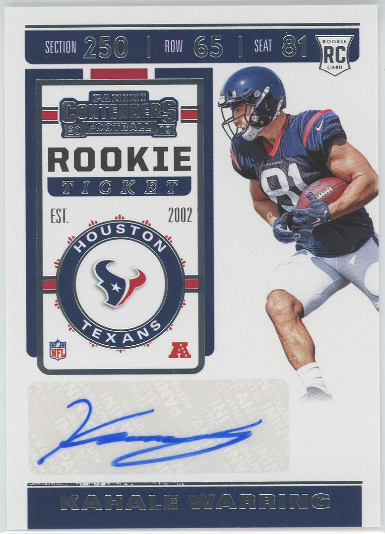 #219 Kahale Warring Texans RC Auto