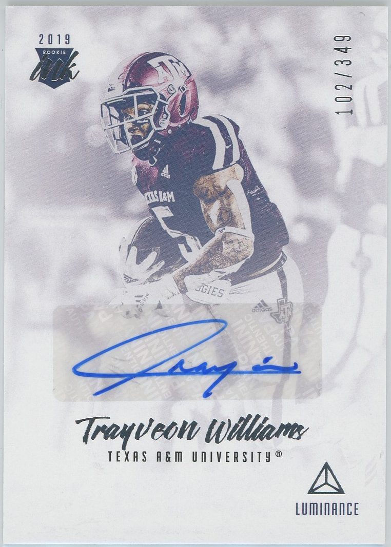 2019 Panini Luminance Rookie Ink #37 Trayveon Williams Bengals RC Auto 102/349