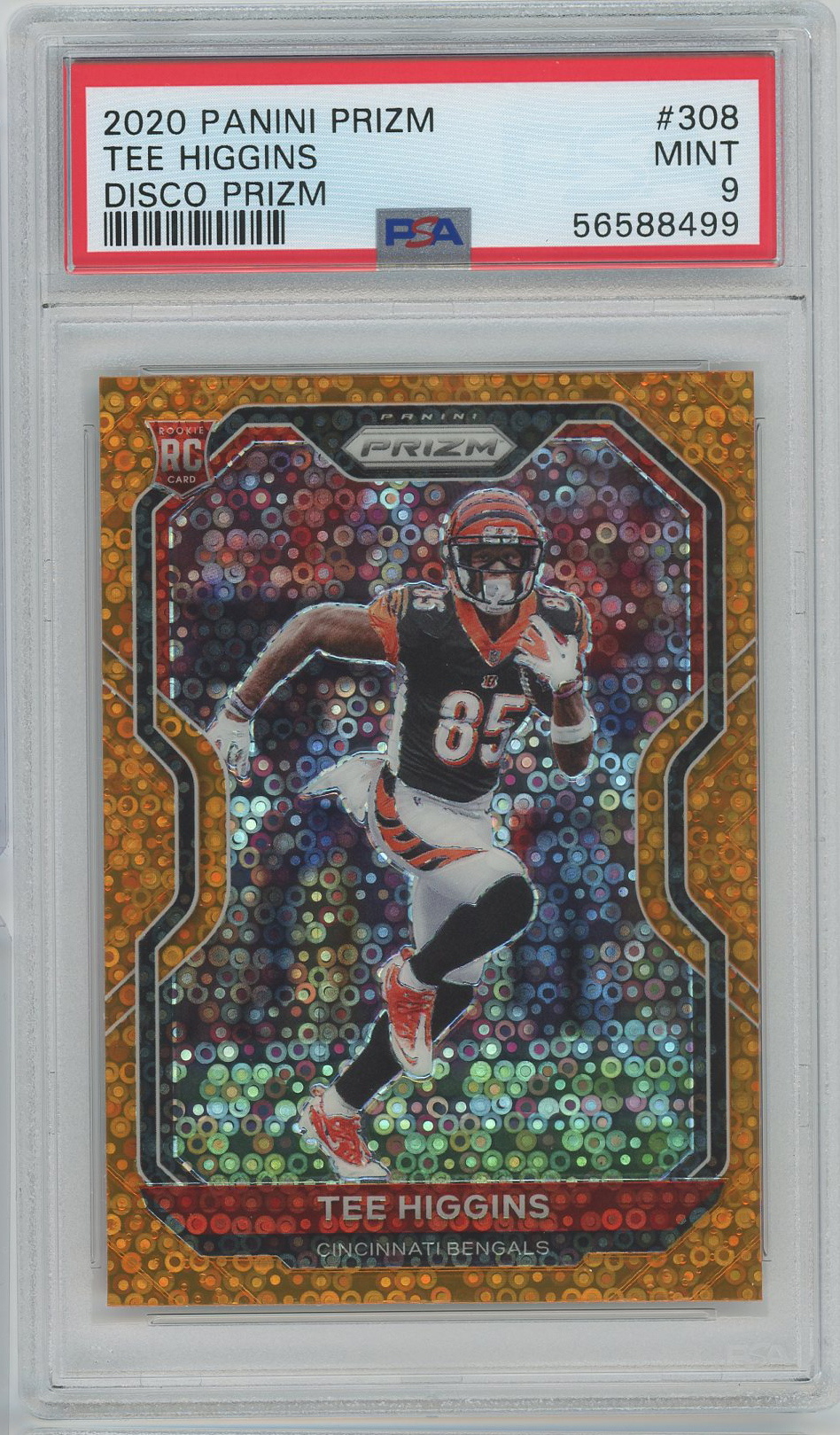 2020 Panini Prizm Prizms Orange Disco #308 Tee Higgins Bengals RC