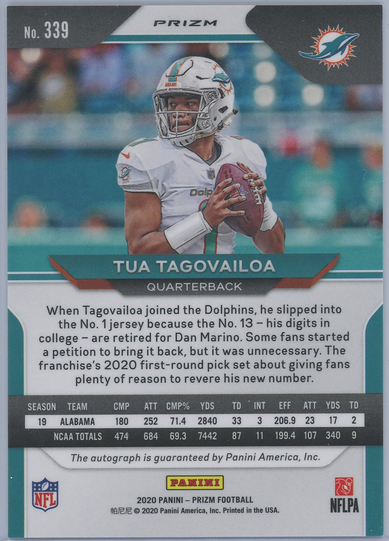 専用Tua Tagovailoa rookie auto 2020 colleg