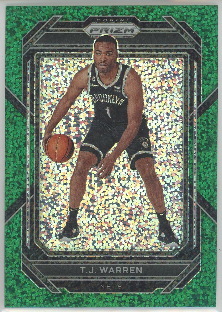 2022-23 Panini Prizm Green Sparkle #220 T.J. Warren Nets 2/8
