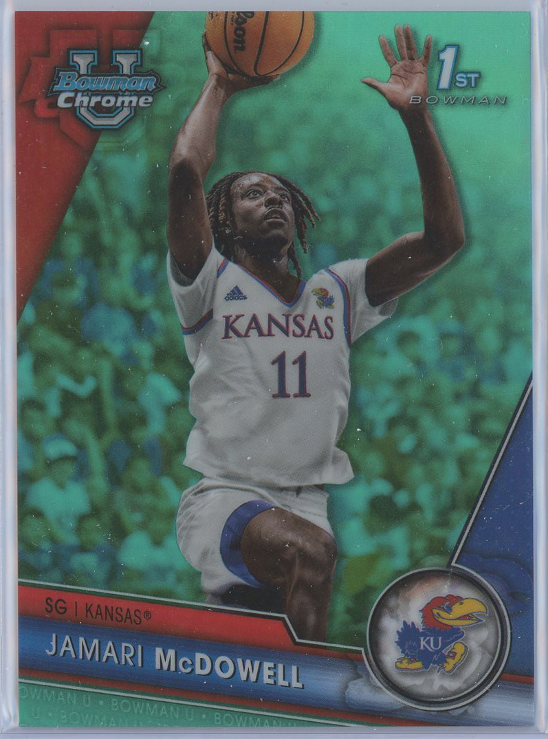 2023-24 Bowman Chrome University Aqua Refractor #40 Jamari McDowell Kansas RC 020/299