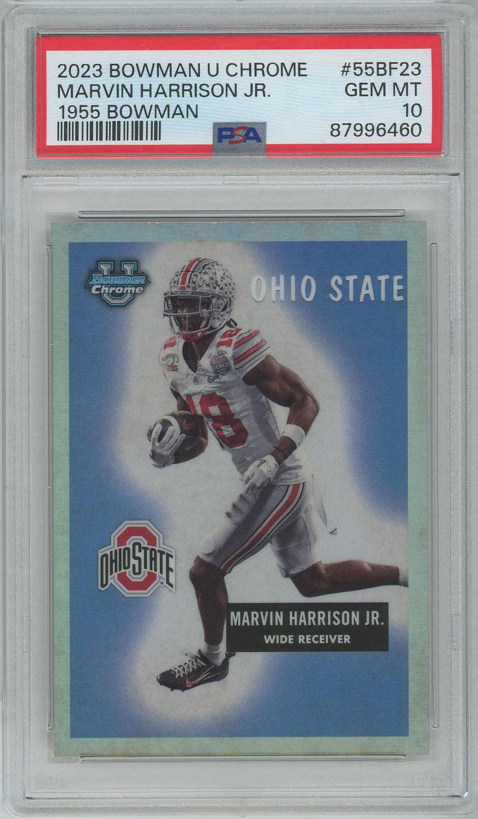 2023 Bowman Chrome University '55 Bowman #55BF-23 Marvin Harrison Jr. Ohio State RC PSA 10
