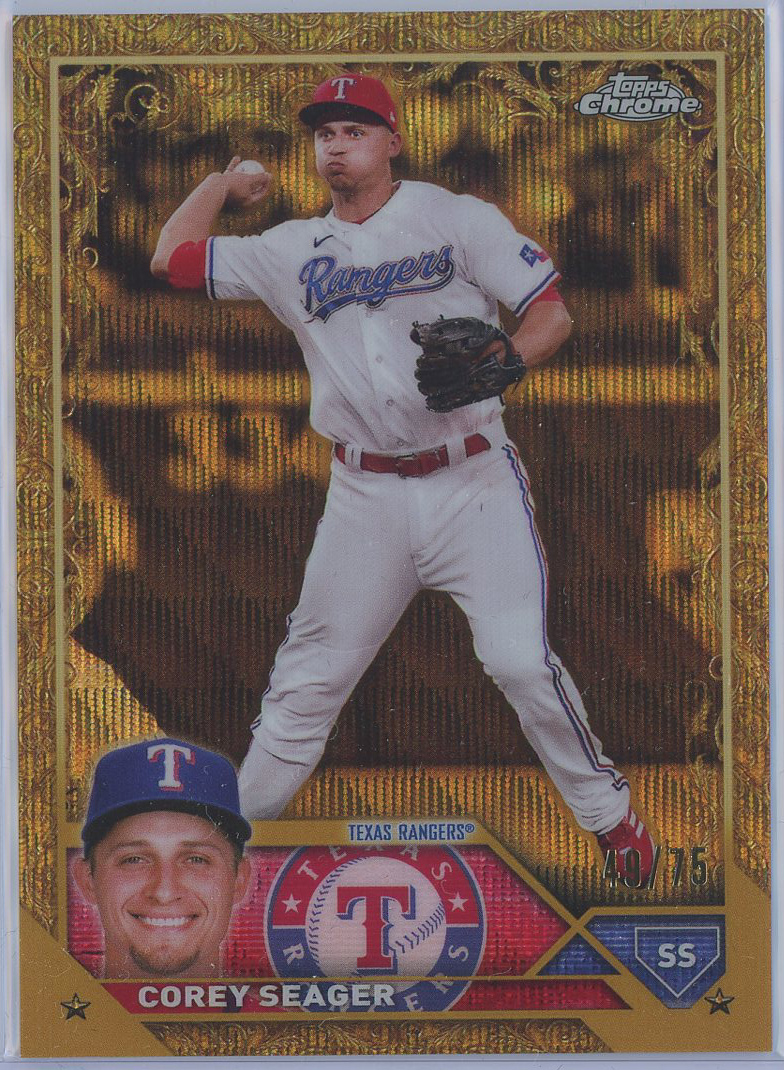 2023 Topps Chrome Gilded Collection Gold Etch Wave Refractors #39 Corey Seager Rangers 49/75